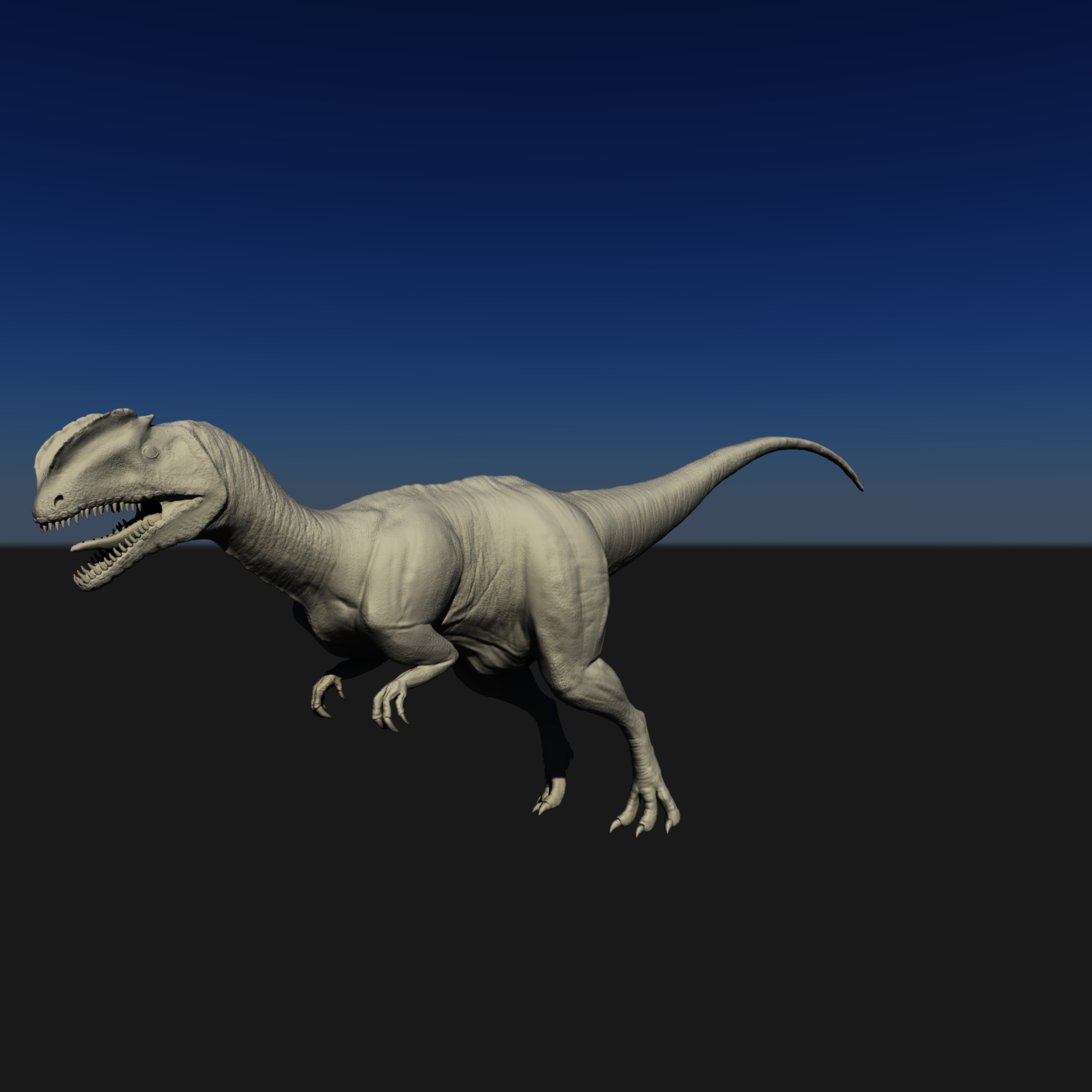 Dracrex Dinosaur On The Run - 3d Render Using Special Shaders That